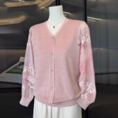 女上衣气质百搭中老年针织小衫 洋气雪纺拼接妈妈春装 时尚 2026新款