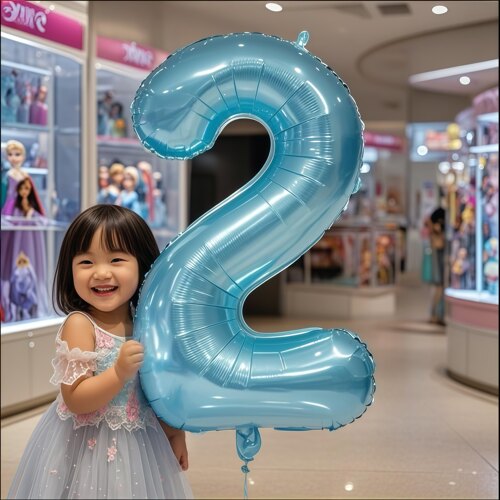 大号蓝色数字儿童周岁生日快乐派对气球装饰场景布置拍照道具汽球