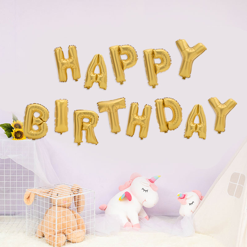 金色16寸加厚铝膜铝箔单个英文字母气球儿童周岁生日派对布置装饰