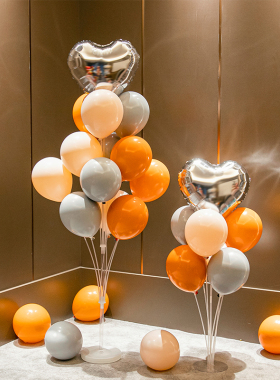 51商场活动店庆气球装饰场景布置气氛桌飘地飘生日汽球立柱橙色