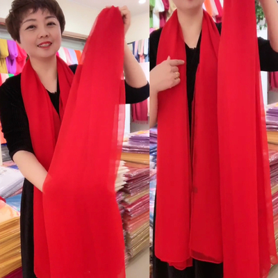 中年风婆婆鳄鱼皱两用防晒围巾