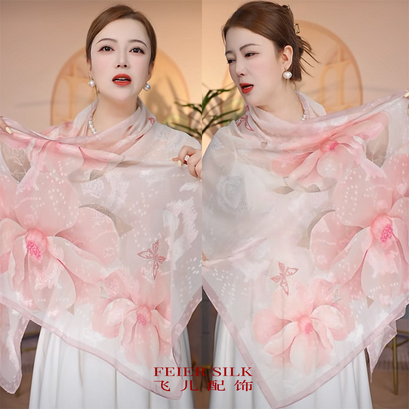 春夏秋冬薯莨纱剪花丝巾纱巾围巾