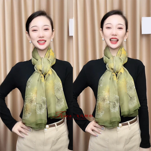 丝巾女时尚高档优柔纱纱巾披肩百搭薄防晒围脖护颈沙滩巾围巾