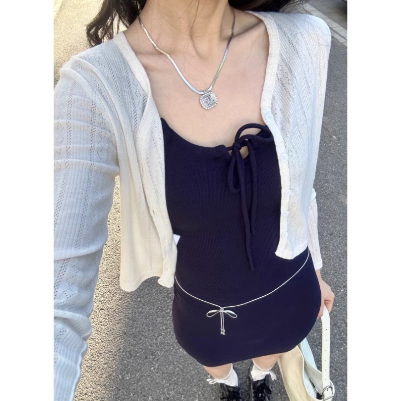 小个子白色短款天丝亚麻冰丝防晒开衫针织外套女夏季薄款外搭上衣
