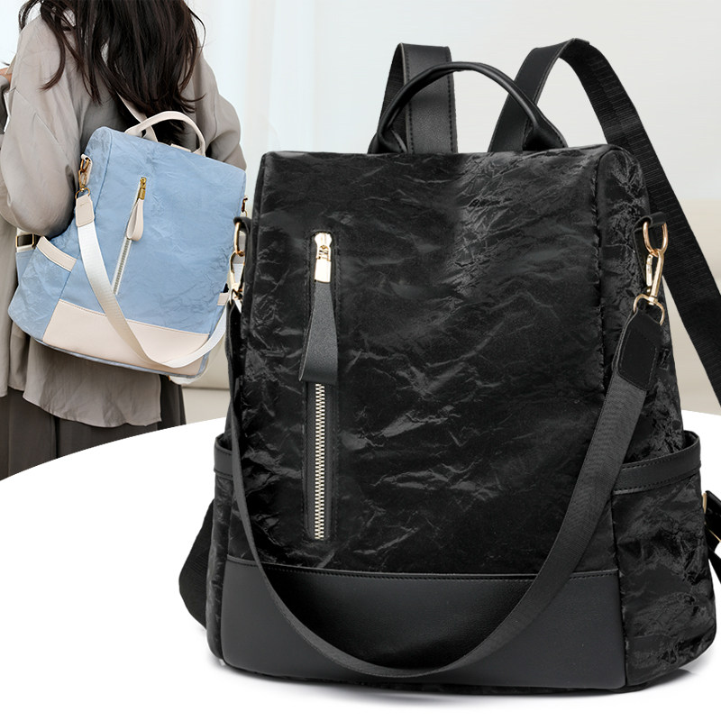 防盗双肩包女2024新款时尚百搭背包软皮包大容量女士背包女双肩包