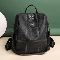Women's pu soft leather backpack, versatile for travel, Korean casual 2025 new style, fashionable and trendy ladies, large-capacity backpack for women thumbnail 3
