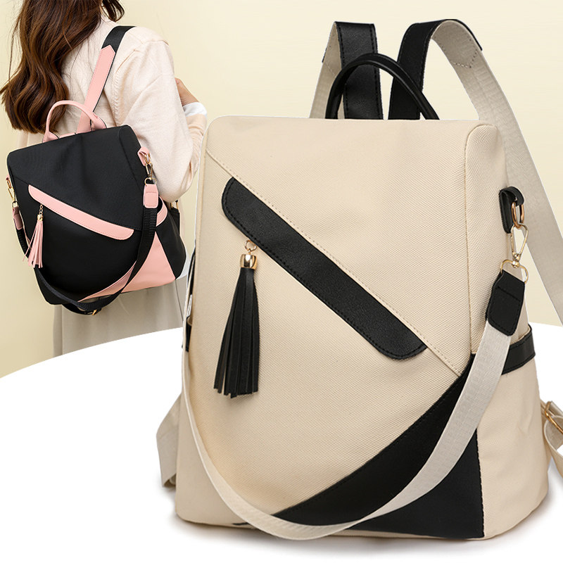 牛津帆布双肩包女2024新款时尚百搭旅行轻便女士背包小包通勤书包