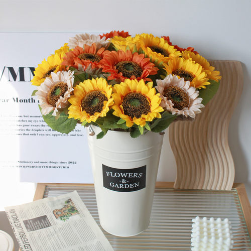 绢花布花室内装饰向日葵单枝