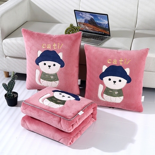 汽车抱枕被子两用奔驰奥迪宝马车内专用二合一折叠腰靠车载空调被