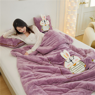 双面北极绒加厚抱枕被子两用二合一车载午睡靠枕办公室冬天枕头被