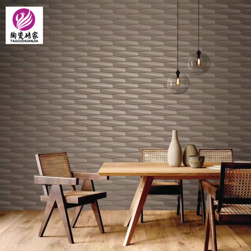 未来石喜茶瓷砖网红餐厅奶茶店日式宅寂风背景墙菱形手工艺术砖
