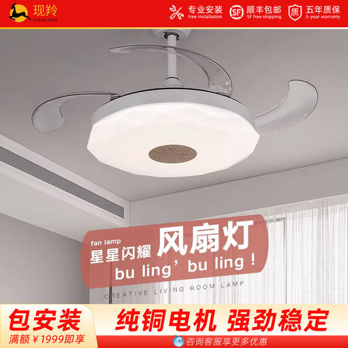 简约现代北欧餐厅led风扇吊灯
