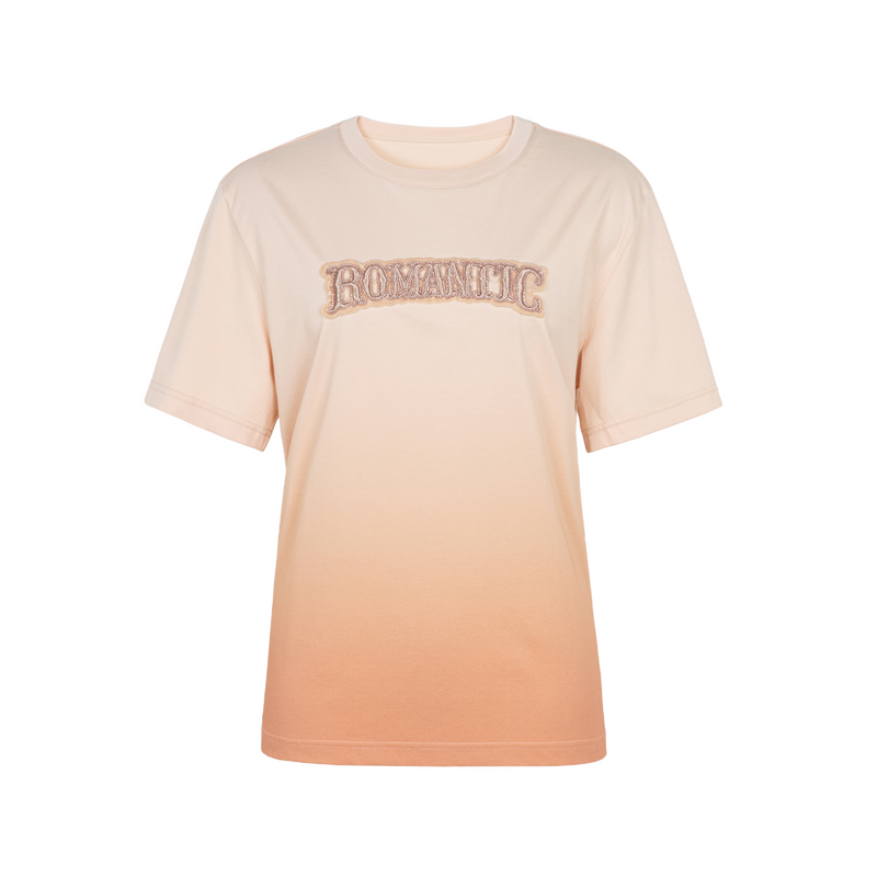 XG雪歌2024秋季新款正肩休闲刺绣字母渐变T恤女短袖XJ301001A133