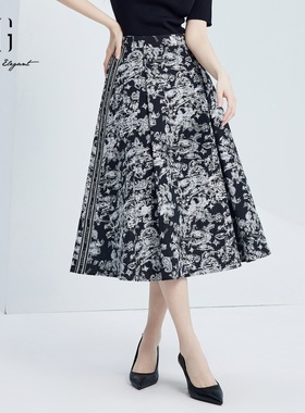 雪歌显瘦碎花设计感扎染半身裙2024秋季新款A字裙子XJ303013B297