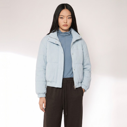 XG雪歌立领短款麻花针织棉服2026年冬季新款面包服女XM405831A820