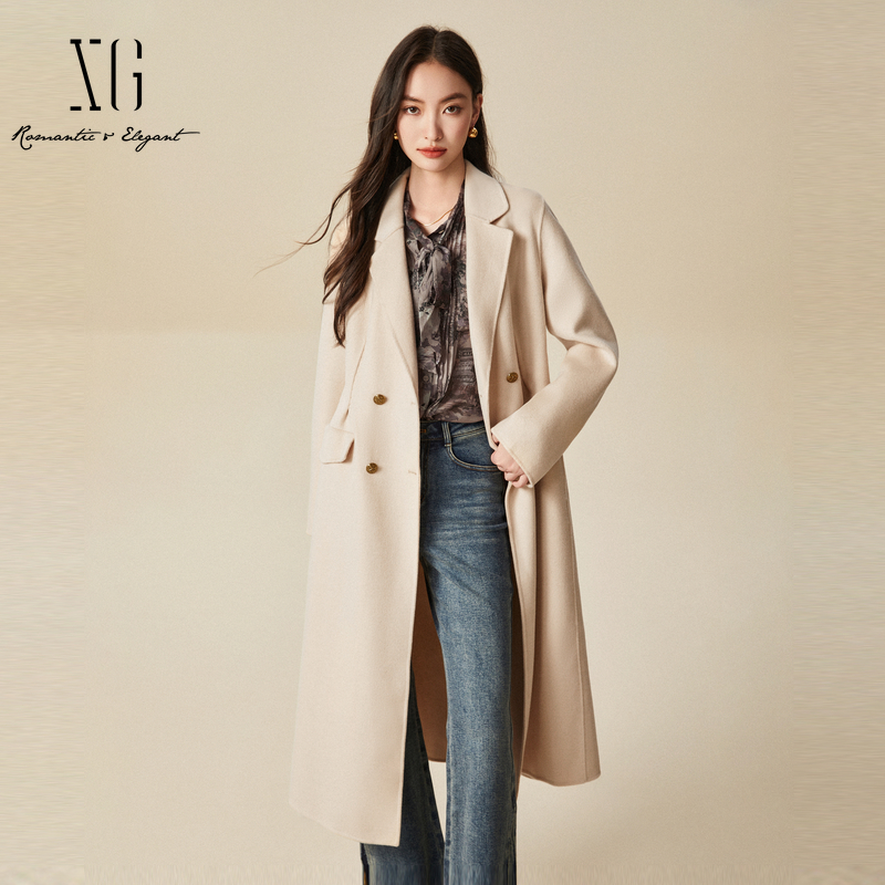 xg雪歌长款通勤简约毛呢外套
