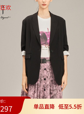XG/雪歌25春新款廓形西装吊衬手工西服夹克外套女XK107005A490
