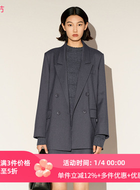 XG/雪歌西装外套女深灰色长袖通勤老钱风职场正装XL107010A184