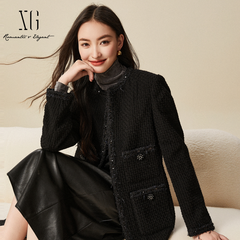 xg雪歌通勤简约毛呢外套