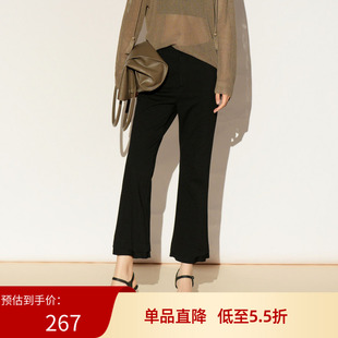 XG/雪歌26春款黑色九分微喇裤女高腰显瘦修身休闲裤XL102019A490