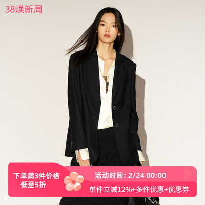 XG/雪歌26春新款廓形西装女职场优雅气质极简风外套XL107005A190