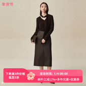 打底上衣XK401012A172 百搭V领丝绒显瘦长袖 雪歌2025年冬季 新款