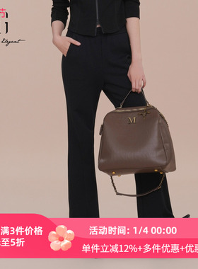 XG雪歌2025年春季新款黑色时尚休闲百搭显瘦微喇裤女XK102021A190