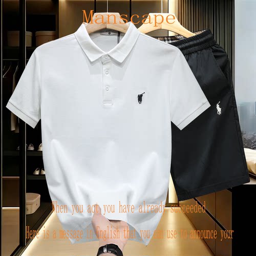 高端男士POOL刺绣短袖短裤两件套