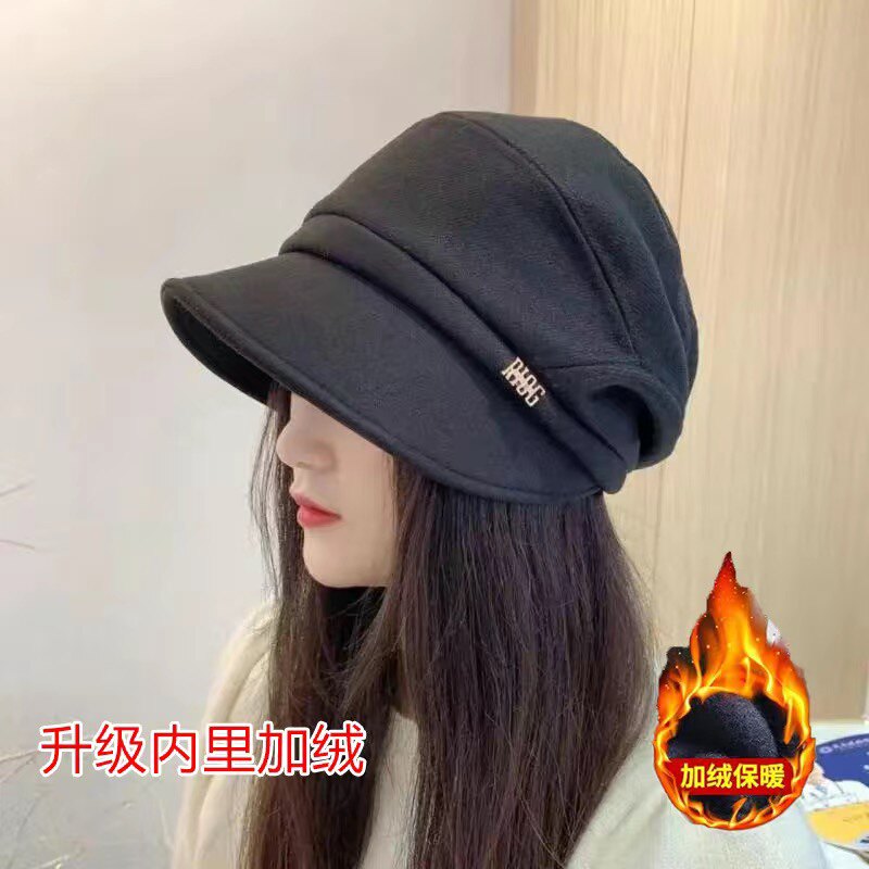 秋冬新款女生韩版百搭日系渔夫帽休闲帽学生冬季堆堆帽潮款大小檐