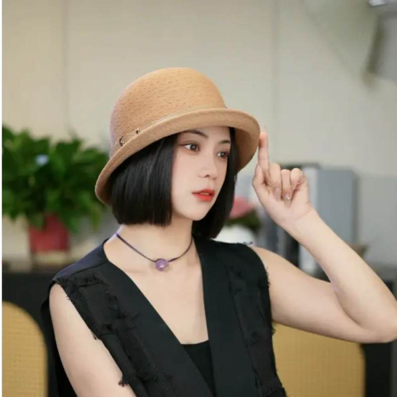 夏季赫本风时尚百搭透气渔夫帽女
