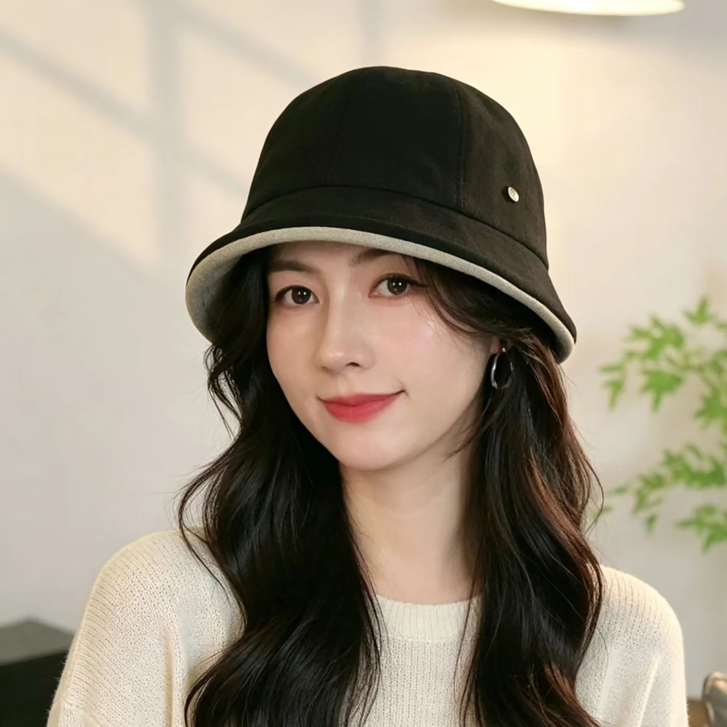 春秋季新款日系渔夫帽女精致休闲百搭显脸小出游户外遮阳小檐盆帽