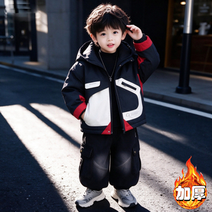 男童冬款加绒加厚外套二棉2026新款儿童派克服小童冬季棉服上衣潮