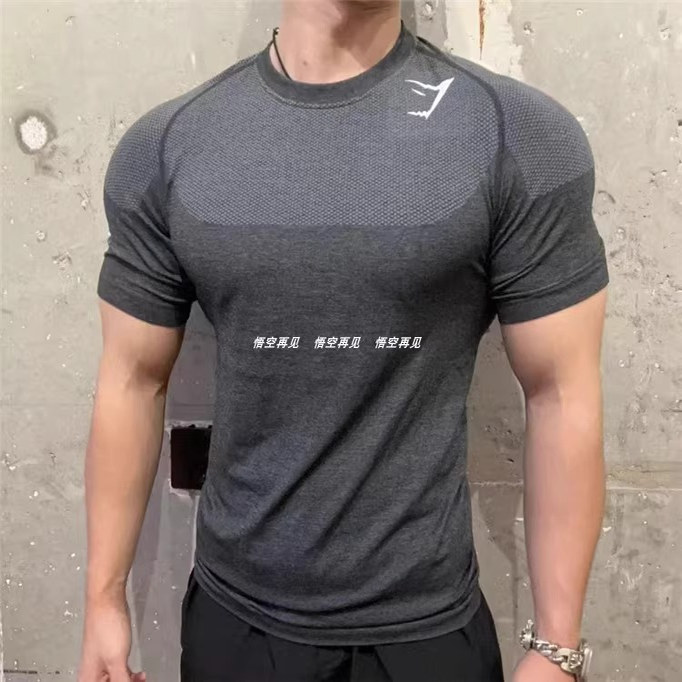 现货英国GYMSHARK鲨鱼男士幻影四代无缝运动健身训练速干修身短袖