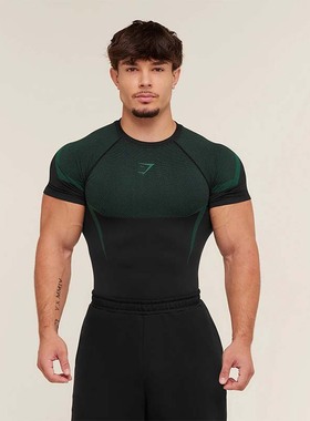 Gymshark Onyx鲨鱼健身运动短袖t恤男装2025新款透气速干训练上衣