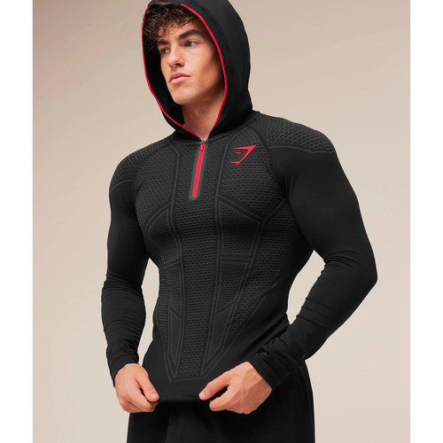 GYMSHARK男士健身运动长袖T恤夏季新款速干透气修身半拉链训练服
