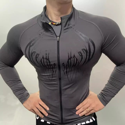 Breathedivinity哥特风男2025秋季新款修身运动休闲拉链长袖开衫