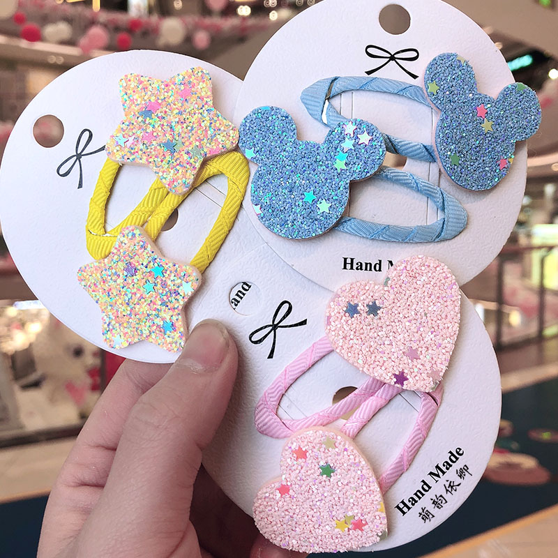 新款儿童星星夹爱心包布可爱BB夹发夹宝宝不伤发夹