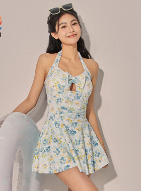 女士泳衣连体裙式保守遮肚显瘦高级感2025新款大码微胖女孩游泳衣