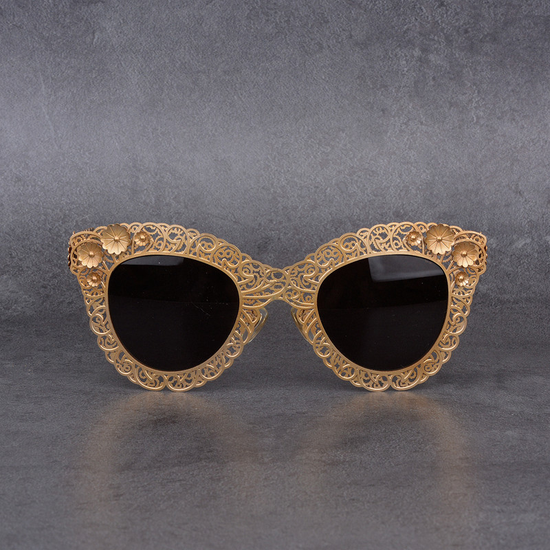 私藏 限量版墨镜女 个性蕾丝镂空太阳镜女 钢钛高质量太阳镜走秀