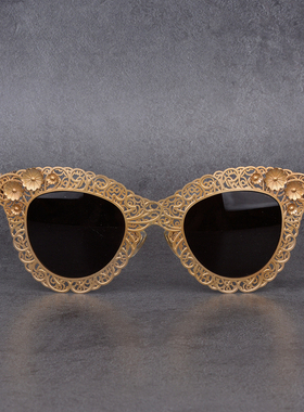 私藏 限量版墨镜女 个性蕾丝镂空太阳镜女 钢钛高质量太阳镜走秀