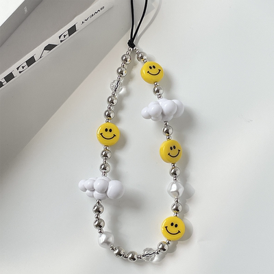 Novi白云黄色笑脸可爱手机链