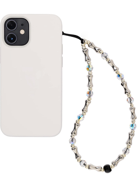 Novi创意stringting可爱款银色金属骨头水晶短款手机链挂件链条绳