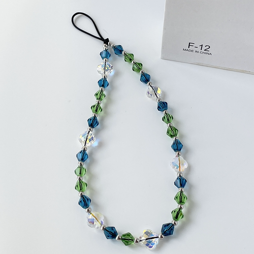 Novi小众品牌stringting同款幸运四叶草菱形水晶撞色手工手机链条