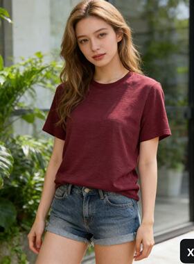 16.5μm美利奴全羊毛女户外短袖基础款日常穿搭通勤女士直腰短袖