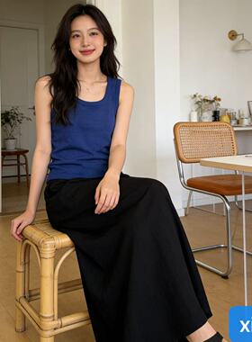 美利奴羊毛女士中长款百搭半松紧腰垂感显瘦蓬蓬裙伞裙女