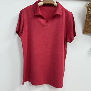 美利奴全羊毛女士翻领POLO衫短袖夏季薄款T恤翻领透气速干上衣