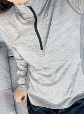 16.5um美利奴羊毛女士半拉链外套户外皮肤衣吸湿排汗速干240gsm