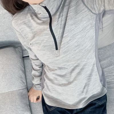 16.5um美利奴羊毛女士半拉链外套户外皮肤衣吸湿排汗速干240gsm