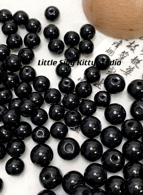 基础款黑色玻璃直孔圆珠散珠高亮优质diy串珠饰品配件材料