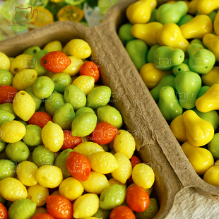 仿捷克柠檬鸭梨水果通孔小众散珠吊坠DIY串珠手链手机链饰品配件